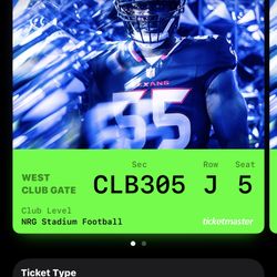 Club Level!!! Houston Texans Vs Jacksonville Jaguars Nov 9 Tickets (2)