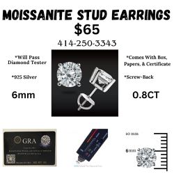Moissanite Earrings (Brand New) (Diamond Tester Approved)