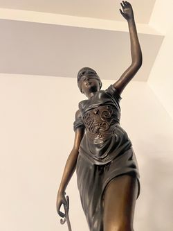 Large 32” Lady Justice / Themis Statue – Bronze Finish – Sword & Serpent