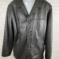 Guess Jackets & Coats | Guess Black 100% Genuine Leather Button Up Collared Men’s Jacket Size XL