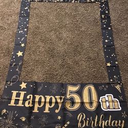 Happy “50th” Banner,3 table Coverings And Photo Banner