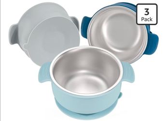 3 Stainless Steel Baby Bowls by Bella's Friends