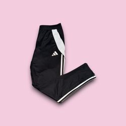 Adidas 3 strip Tiro 24 tapered track pants black & white mens medium 