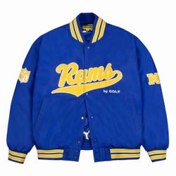 Golf Le Fleur Golf Wang x NFL Rams Satin Bomber Jacket Royal Blue – Size M – NWT