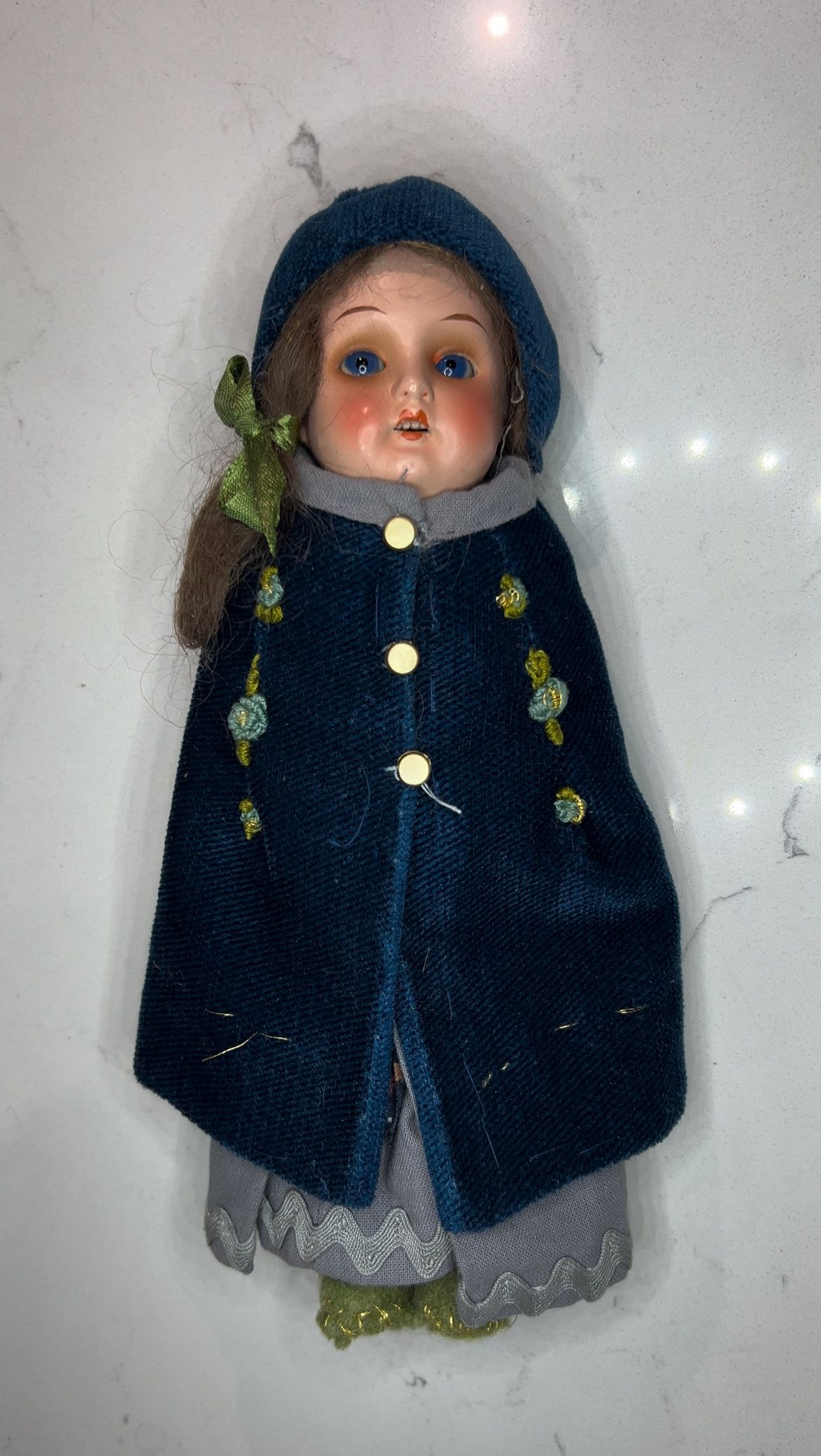Antique Composition Doll 9" Teeth Vintage German Fully Dressed Europe 