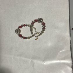 Ladies Earring Color Redand Silver