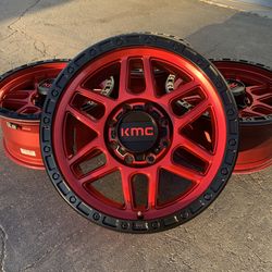 20” Candy Red Ford F250 350 and expedition KMC KM544 Mesa Wheels Rims With Sensors  8x170