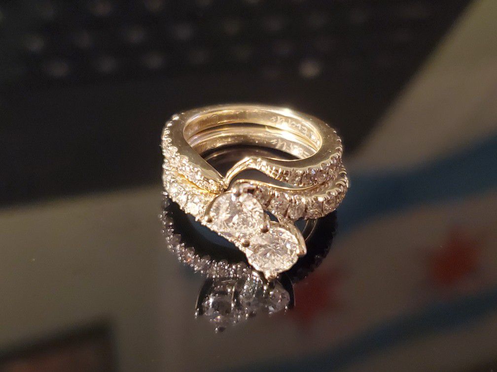 3.5 carat diamond ring engagement wedding ring set 14k white gold size 6.5