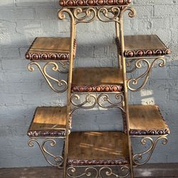 Solid Wood /Iron Scrolling Etagere