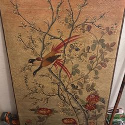 hand, painted wallpaper panel Vintage style CHINOISERIE hand, painted wallpaper panel