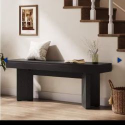 BYBLIGHT Entryway Bench Dinning Bench, Farmhouse Long Bench with Underneath Storage Space, 47.24 in., Black