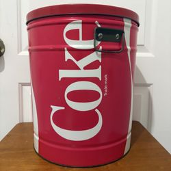 Vintage large Coca Cola metal bucket Trademark red. 1983