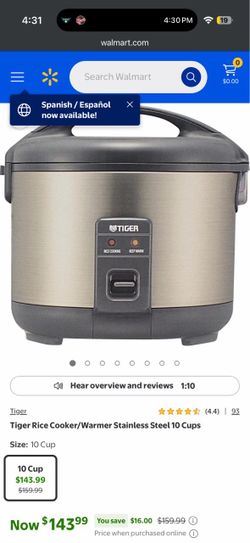 10 cup tiger stainless steel rice cooker