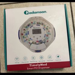 Adamson TimelyMed Smart Pill Dispenser Alarm WiFi App 28 Day Medicine Open Box