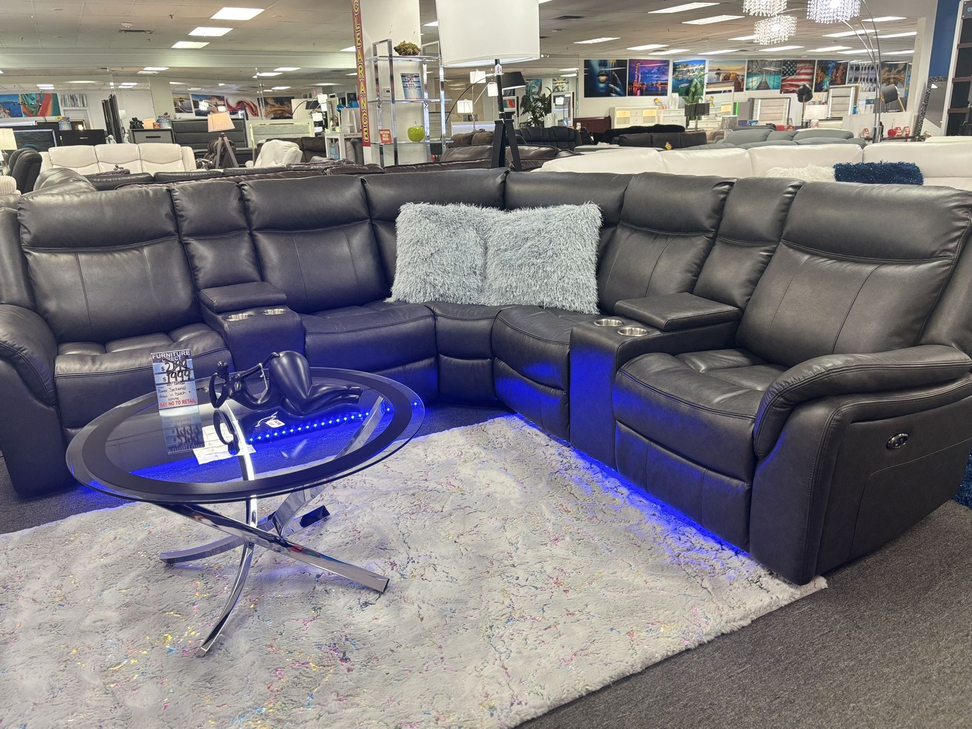 Gray Power Recliner L-shaped Sectional Couch For Sale ( Brand New) 40% Off