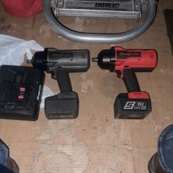 2 Snap-On 1/2  Drive MonsterLithium Cordless Impact Wrench Kit (Red) And (black)