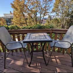 High Patio Bar Height Set Table & 2 Chairs