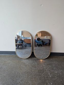 Modern Gold Frame Rounded Oval Wall Mirror