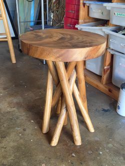 Unique Teak Root End Table - Solid Twisted Branch Base