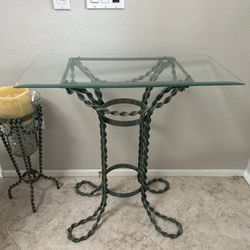  Wrought Iron And Glass Table
