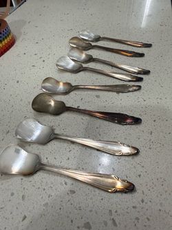 Vintage nickel silver ice cream spoons