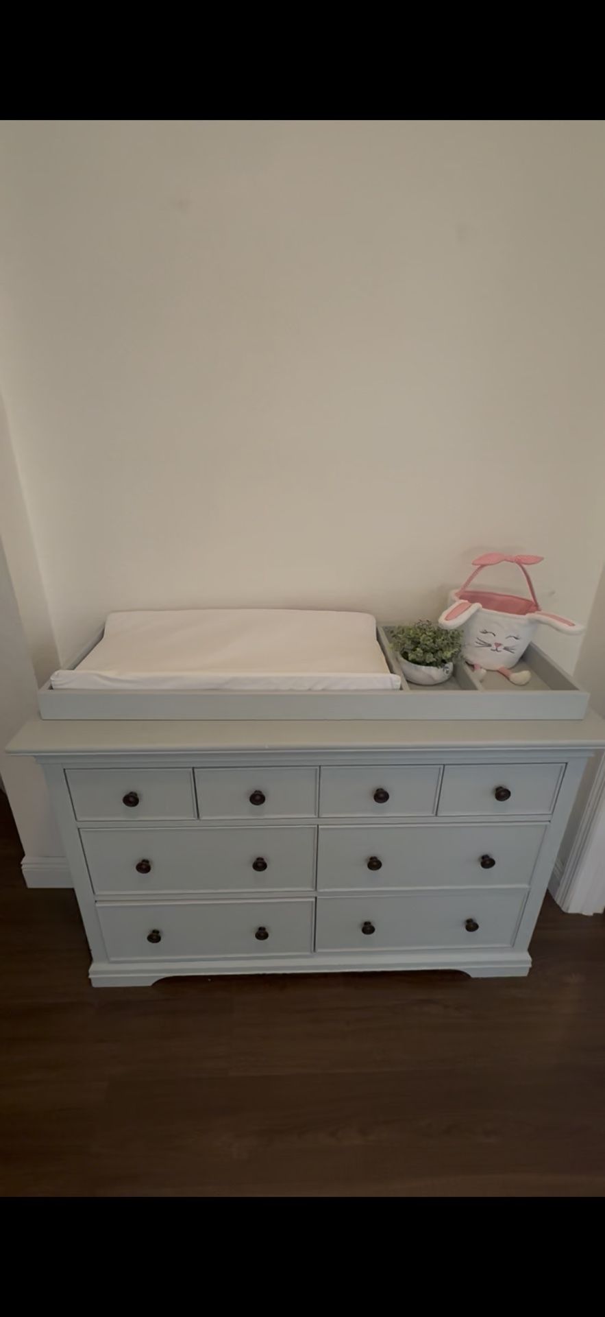 POTTERY BARN DRESSER Soft Gray Plus Changing Topper
