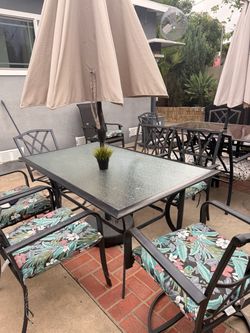 1 Glass Outdoor Table W/Chairs- BEST OFFER