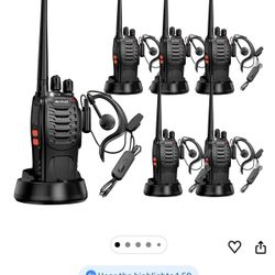 Rechargeable Long Range Two-Way Radios with Earpiece 6 Pack Arcshell AR-5 Walkie Talkies Li-ion Battery and Charger Included