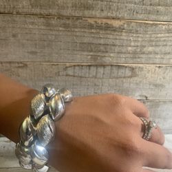 Vintage Chunky Bracelet Silver Tone Costume Jewelry 