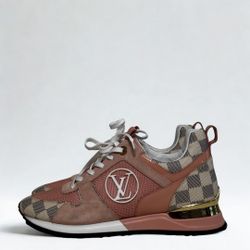 Louis Vuitton Run Away Sneaker – Women’s – Damier Azur/Pink Suede