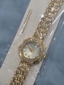 Gold-Tone Women's Watch with Crystal Bezel