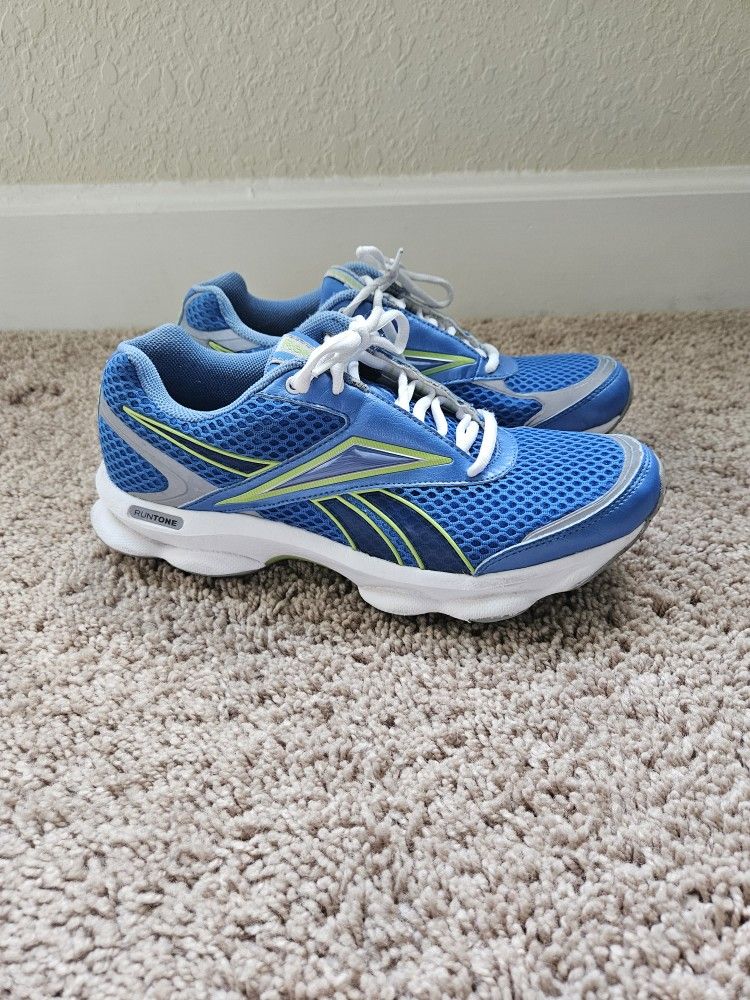 Reebok Womens Size 8.5 Runtone Blue Lace Up Sneakers Shoes toning