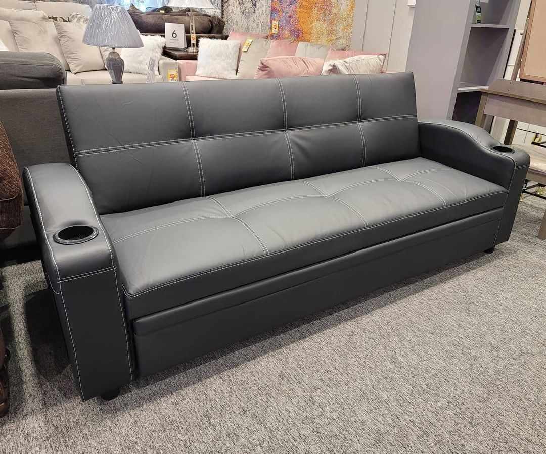 Marcelo Exposed Feet With Faux Wood Elegant Lounger // Sleeper Bed Sofa🌲$10 Down Payment Finance 👍🏼New