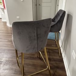 MAKLAINE Contemporary Velvet Counter Stool