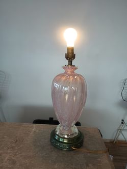 Vintage 1950s Venetian Glass Murano Ballerina Lamps in Pink