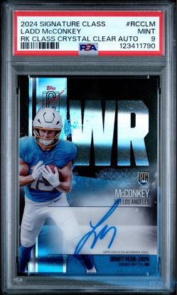 2024 Topps Signature Class Ladd McConkey RC Crystal Clear AUTO PSA 9
