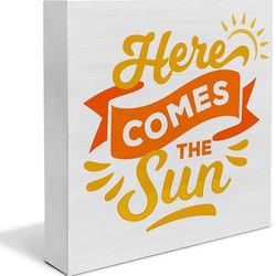Country Sun Wood Box Sign Decor Desk Sign Summer Sun Quote Wooden Box Block Sign Rustic Home Office Shelf Wall Decoration