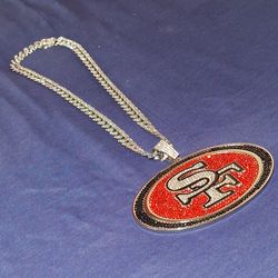 San Francisco 49ers Large Iced Out Rhinestone 28 Inch 15mm Necklace