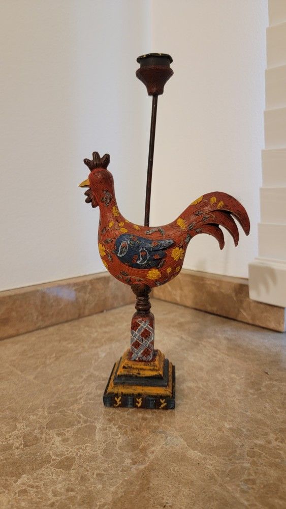 Rustic French Rooster Candle Holder – Hand Painted Farmhouse Decor