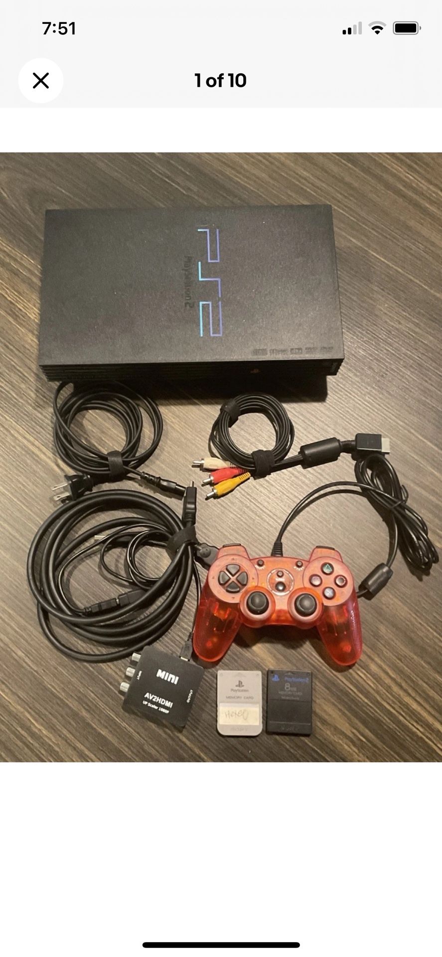 Sony PS2 Council Bundle SCPH-30001Controller, Cords,2 Memory Cards Clean Tested
