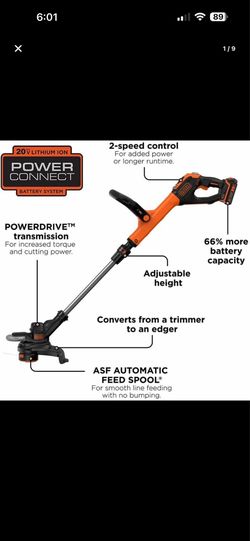 BLACK+DECKER 20V MAX 12 Inch Weed Eater Cordless String Trimmer and Wheeled Edger Lawn Tool with Spool, 2.5Ah Battery and Charger Included, Lightweigh