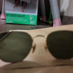 Pre-Owned Ray Ban RB3548N Sunglasses Hexagonal Flat Lenses Gold Frame Size 51M