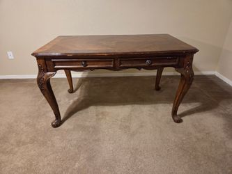 French Provincial Wood Writing Desk with Drawers