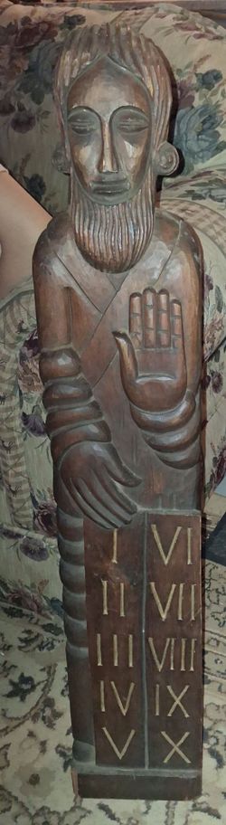 Vintage 1950s Wood Carved of Moses