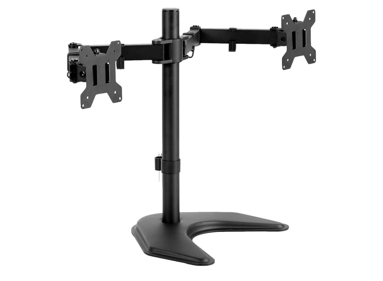 Dual LED LCD Monitor Free-Standing Desk Stand for 2 Screens up to 27 Inch Heavy-Duty Fully Adjustable Arms with Max VESA 100x100mm