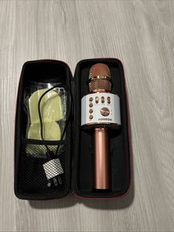 Bonaok Wireless Bluetooth Karaoke Microphone Portable Speaker Rose Gold USB