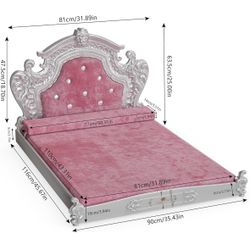 Large Dog Sofa Bed: Extra Large Indoor Luxurious Orthopedic Doggy Couch Bed with Crystal Decoration Headboard