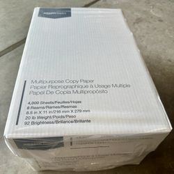 Amazon Basics Multipurpose Copy Printer Paper, 8.5" x 11", 20 lb, 8 Reams, 4000 Sheets, 92 Bright, White