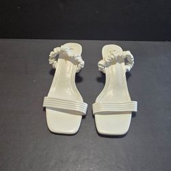 Lulus Opalo White Sculpted Heel Slide Sandals Size 7,