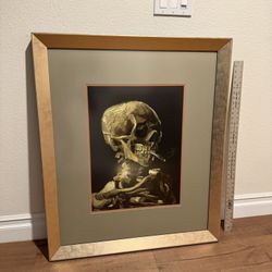 Van Gogh Skeleton Smoking Art print 